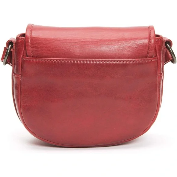 FRYE Women's Melissa Button Red Saddle Bag, Crossbody 100% leather